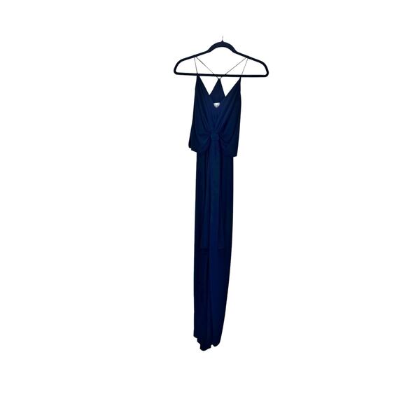 MISA Los Angeles Domino V-Neck Knot Front Maxi Dress in Navy Blue Size S NWT - Picture 5 of 12